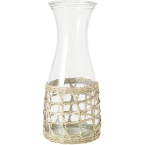 Transparente Boltze Karaffe Santos, 26 cm, mit Bast-Dekor als Deko-Highlight.