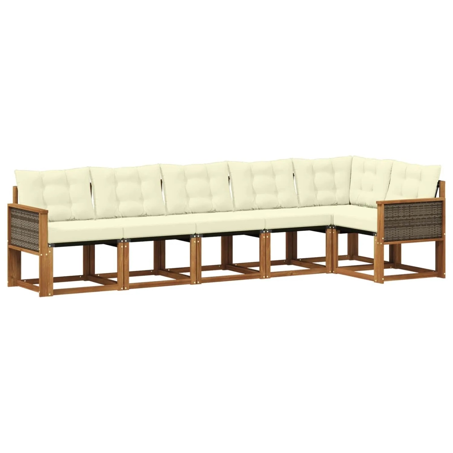 vidaXL Outdoor-Sofagarnitur mit Kissen 6 Stk Natur und Creme 3381978