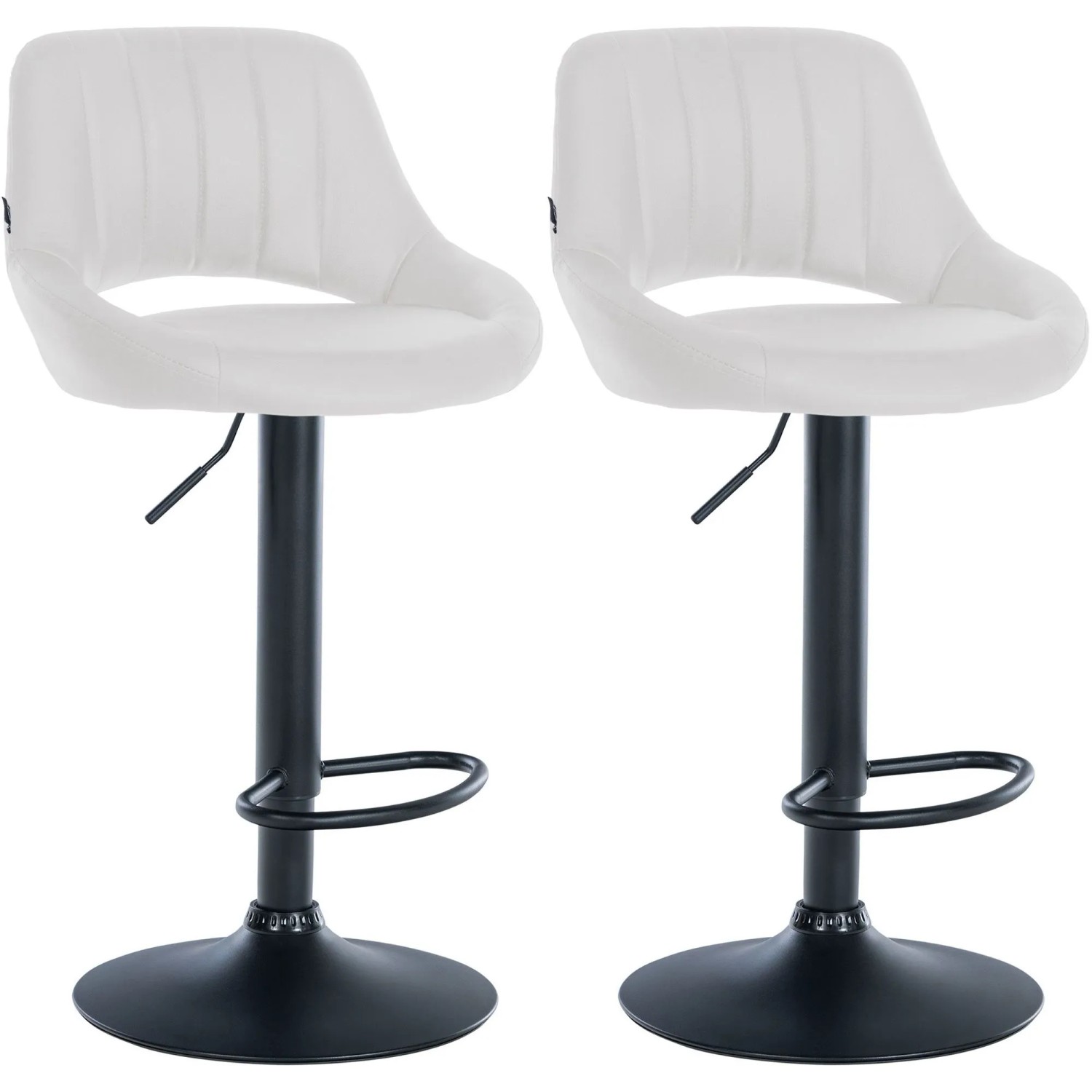 DELUKE 2er Set Barhocker SEGAD Kunstleder Weiß 47x48x85cm Schwarz Barstuhl Höhenverstellbar Mit Lehne Drehbar Tresenhocker Tresenstuhl