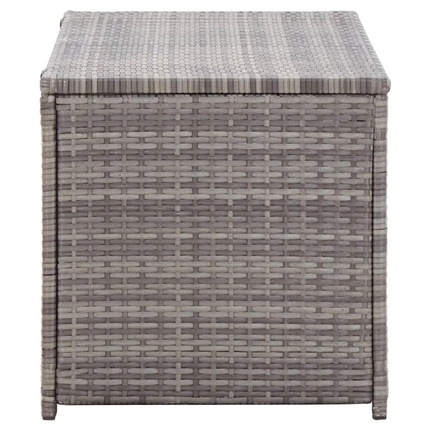 Graue VidaXL Gartenbox aus Poly Rattan, 100x50x50 cm. Universalbox für Gartenmöbel.