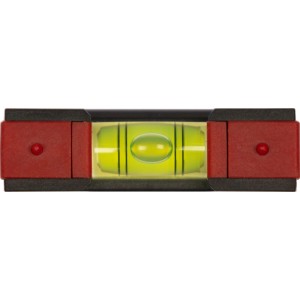 Kompakte Wiha Mini-Wasserwaage Pocket mit Magnet, gelb-grüner Libelle und roten Enden für präzise Ausrichtung.