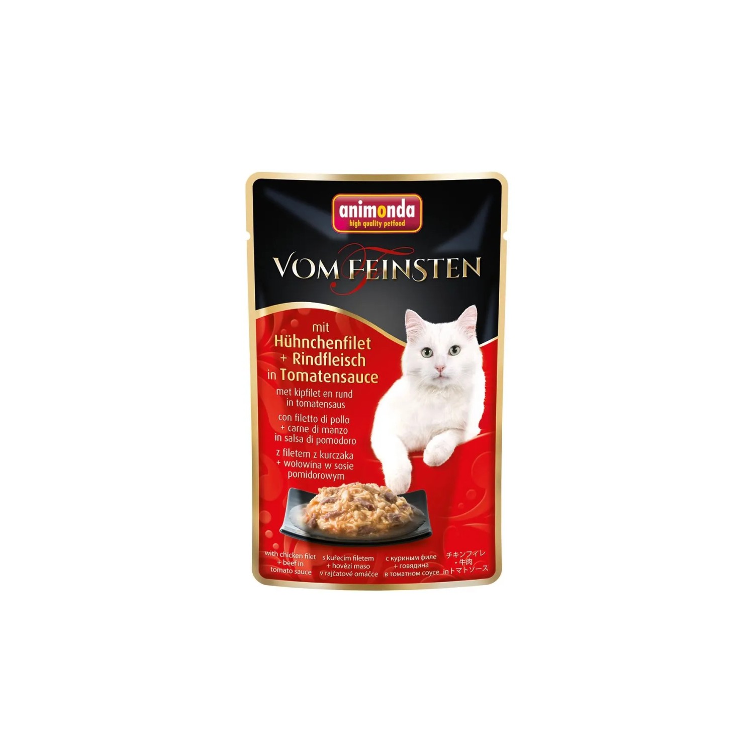 Vom Feinsten Katzen-Nassfutter in Sauce Huhn und Rind 50 g