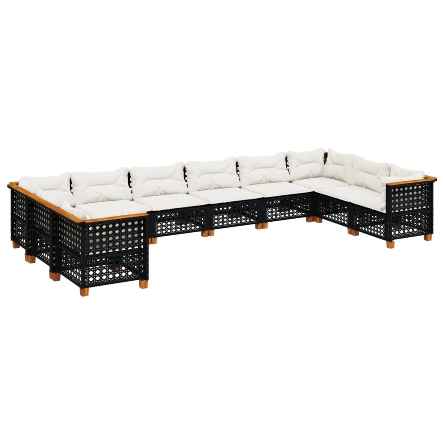 vidaXL 10-Tlg Garten-Sofagarnitur mit Kissen Schwarz Poly Rattan 3262022 günstig online kaufen