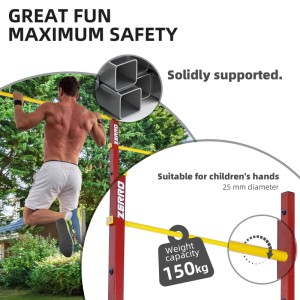 CCLIFE Turnreck Outdoor, rot/blau, höhenverstellbar, max. 150 kg Belastung. Sport & Fitness für den Garten.