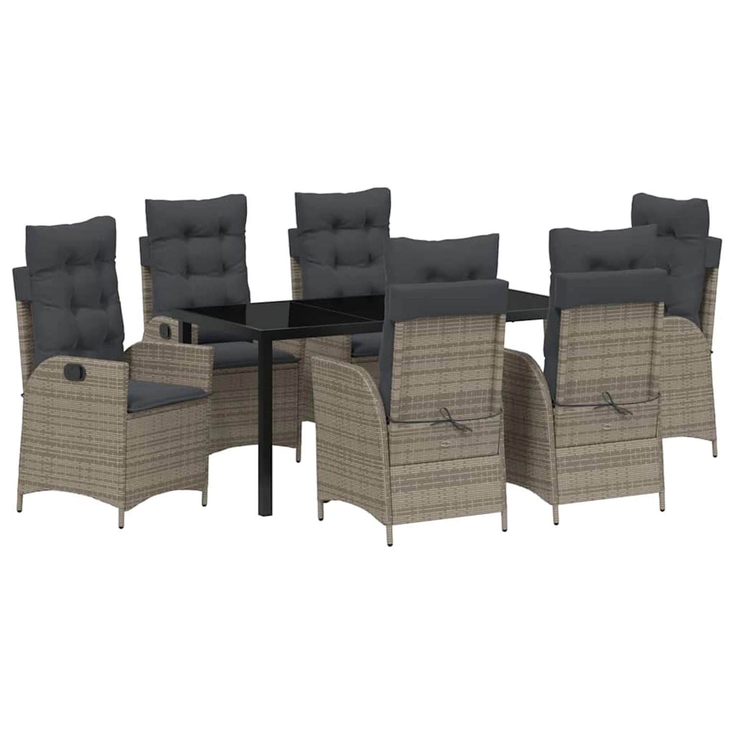 vidaXL Garten Essgruppe 7-Tlg Grau Poly Rattan 3380502 günstig online kaufen