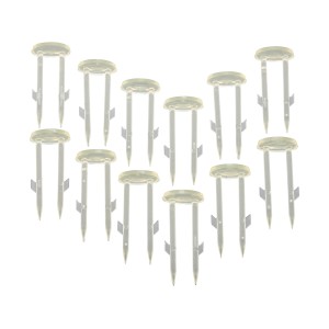 12 transparente Bio Pins zur Bodenbefestigung von Vliesen.