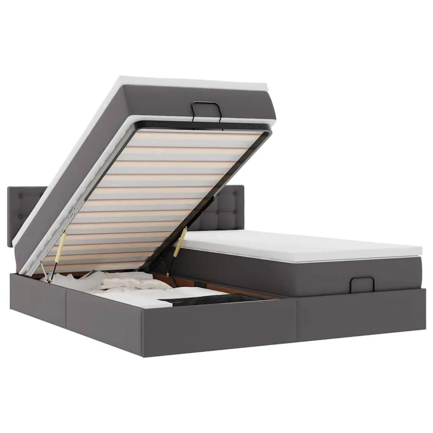 vidaXL Ottoman-Bett mit Matratzen Grau 200x200 cm Kunstleder 3311964