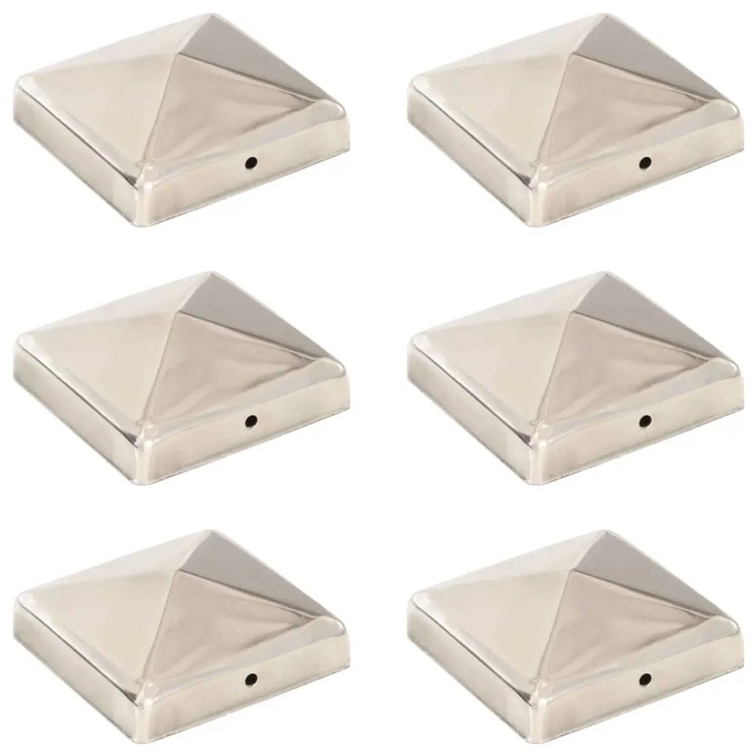 vidaXL Pfostenkappen 6 Stk Pyramide Edelstahl 91 x 91 mm 145487 günstig online kaufen