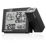 Bresser MeteoTemp P Funk-Wetterstation mit Projektion von Uhrzeit und Wettervorhersage.