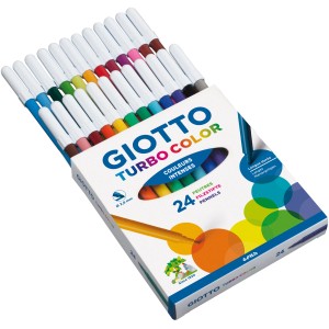 Giotto Turbocolor Stifte, 24 verschiedene Farben im Set, feine Spitze.