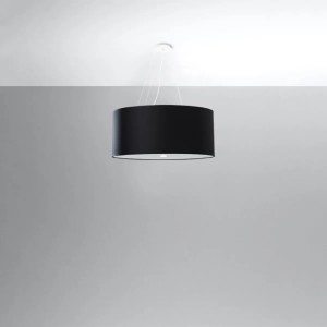 Schwarzer Sollux Lighting Kronleuchter Otto 60, Stoffschirm, minimalistisches Design für Lampen & Leuchten.