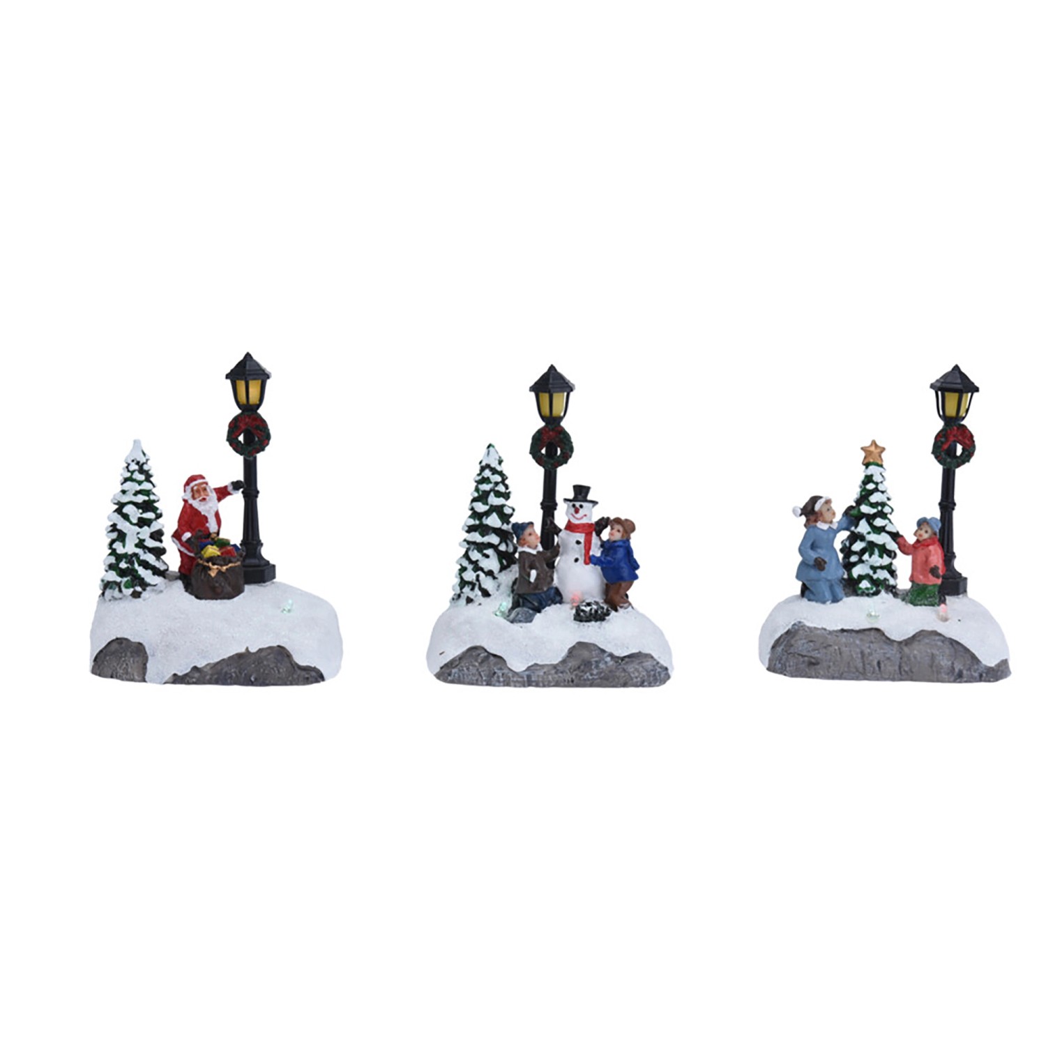 Weihnachtsszene Polyresin 98 x 57 x 120 mm Mehrfarbig 3-fach Sortiert