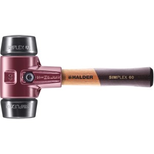 Halder Simplex Schonhammer Ø 60 mm Gummi Schwarz Kurzer Stiel mit Tempergussgehäuse