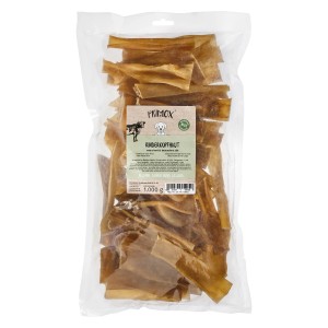 Primox Hunde-Belohnungssnacks Rinderkopfhaut, extra hart und zäh, 1 kg Packung.