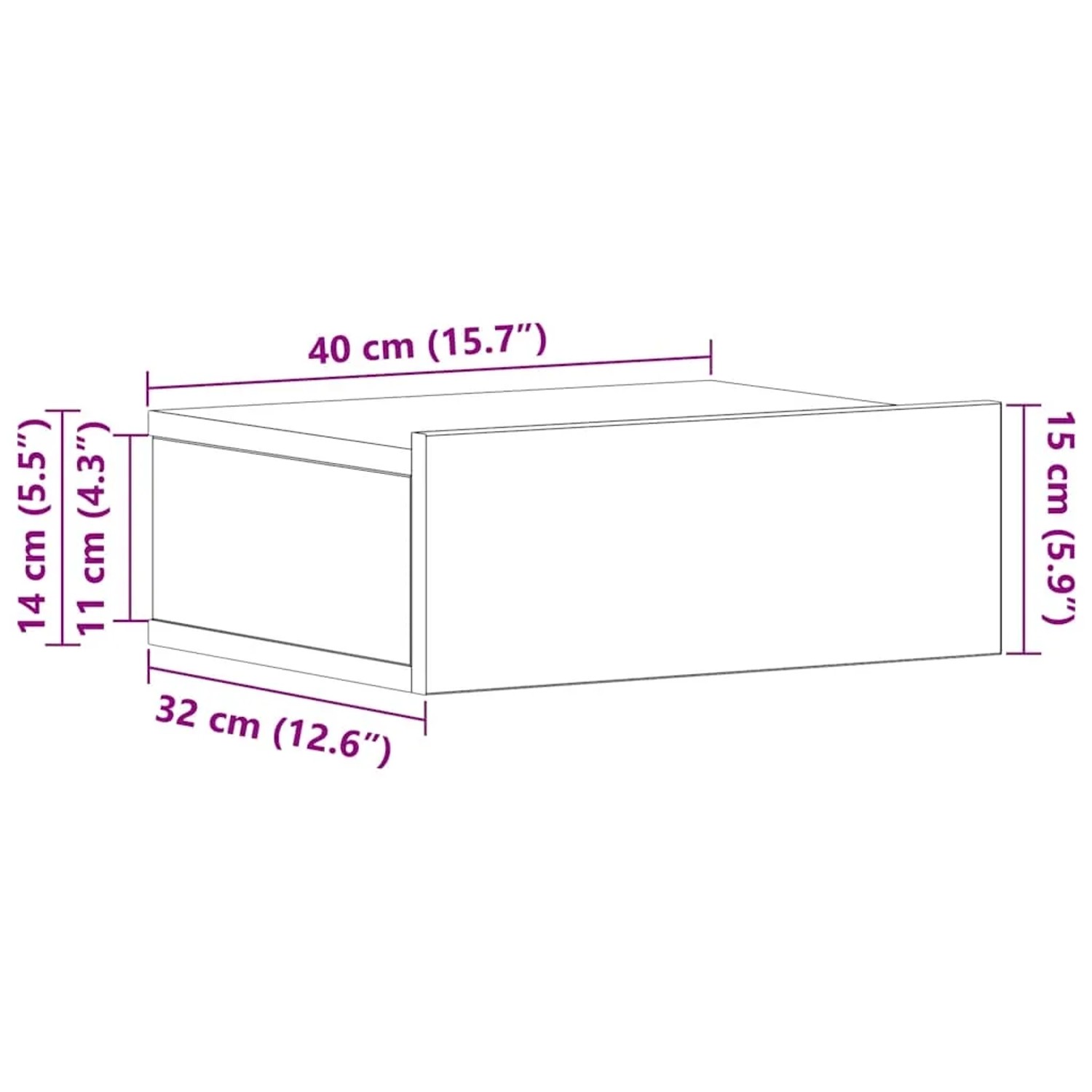 vidaXL Hängende Nachttische 2 Stk, Artisan-Eiche 40x32x15 cm 861122_14