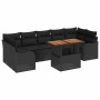 Schwarzes 8-tlg. vidaXL Garten-Sofa-Set aus Poly Rattan mit Tisch und Stauraum.