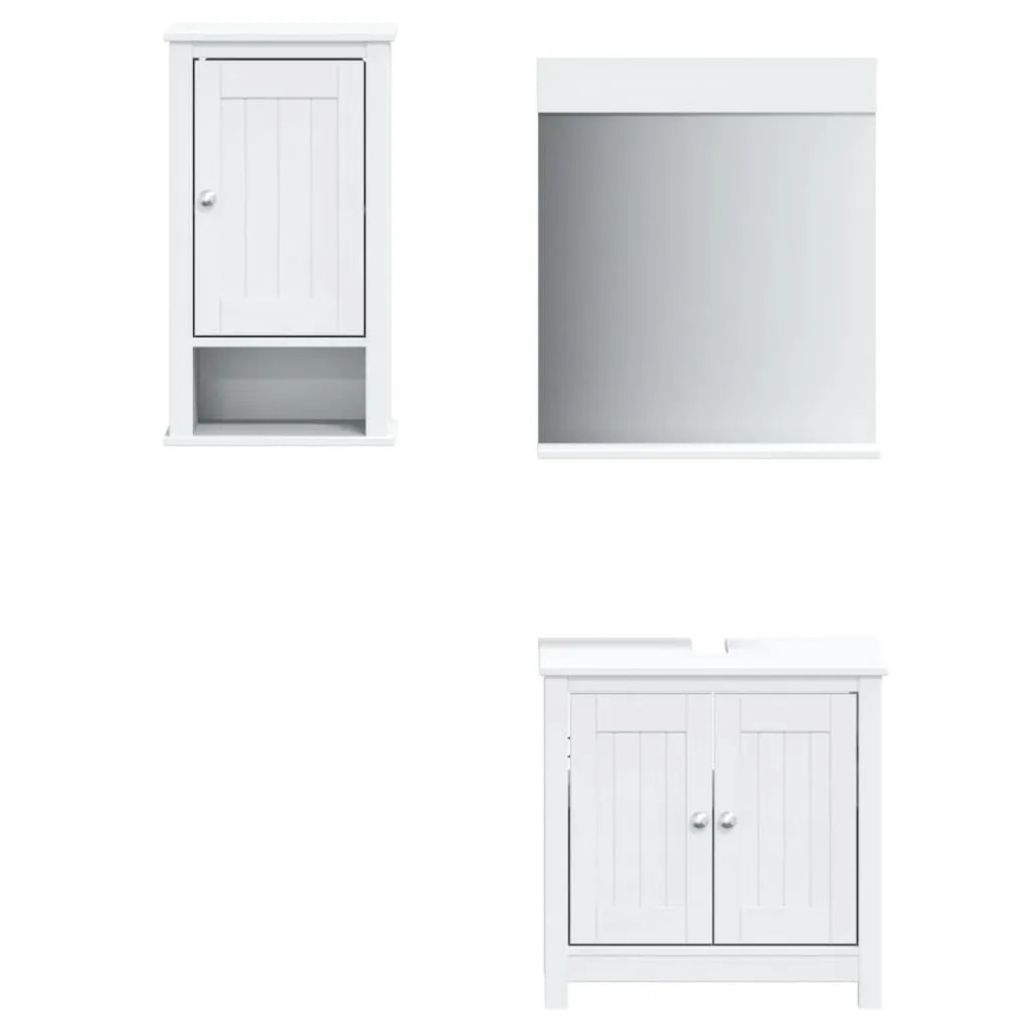 vidaXL 3 Tlg Badmöbel-Set BERG Weiß Massivholz Kiefer 3206500