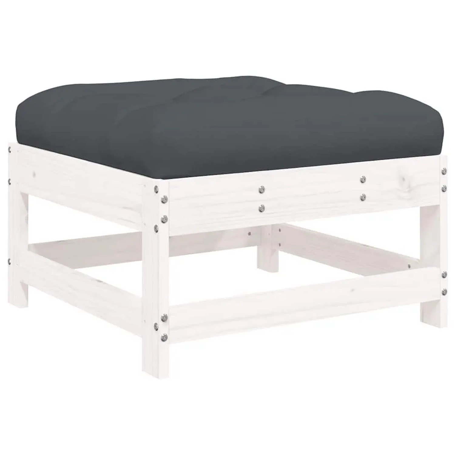 vidaXL Gartenhocker mit Kissen Weiß Massivholz Kiefer 825556