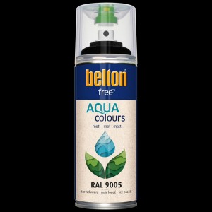 Belton Free AQUAcolours Buntlack RAL 9005 Tiefschwarz matt, 400ml Dose.