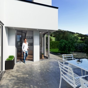 Windhager Lamellentürvorhang Easy, anthrazit, 120x250cm, Insektenschutz für Terrassentür.