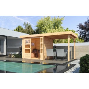 Karibu Express Gartenhaus Speedy A Set Naturbelassen 433 cm x 217 cm Anbaudach
