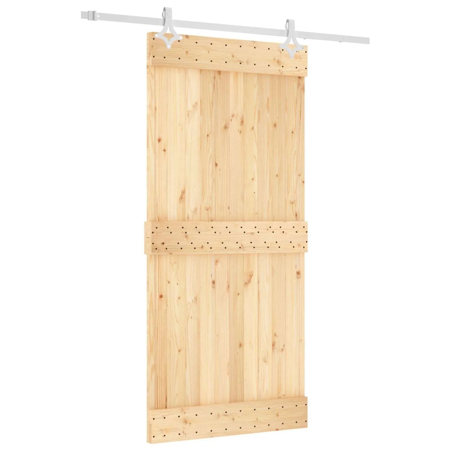 vidaXL Schiebetür Natur und Weiß 95 x 210 cm Massivkiefer 3445105