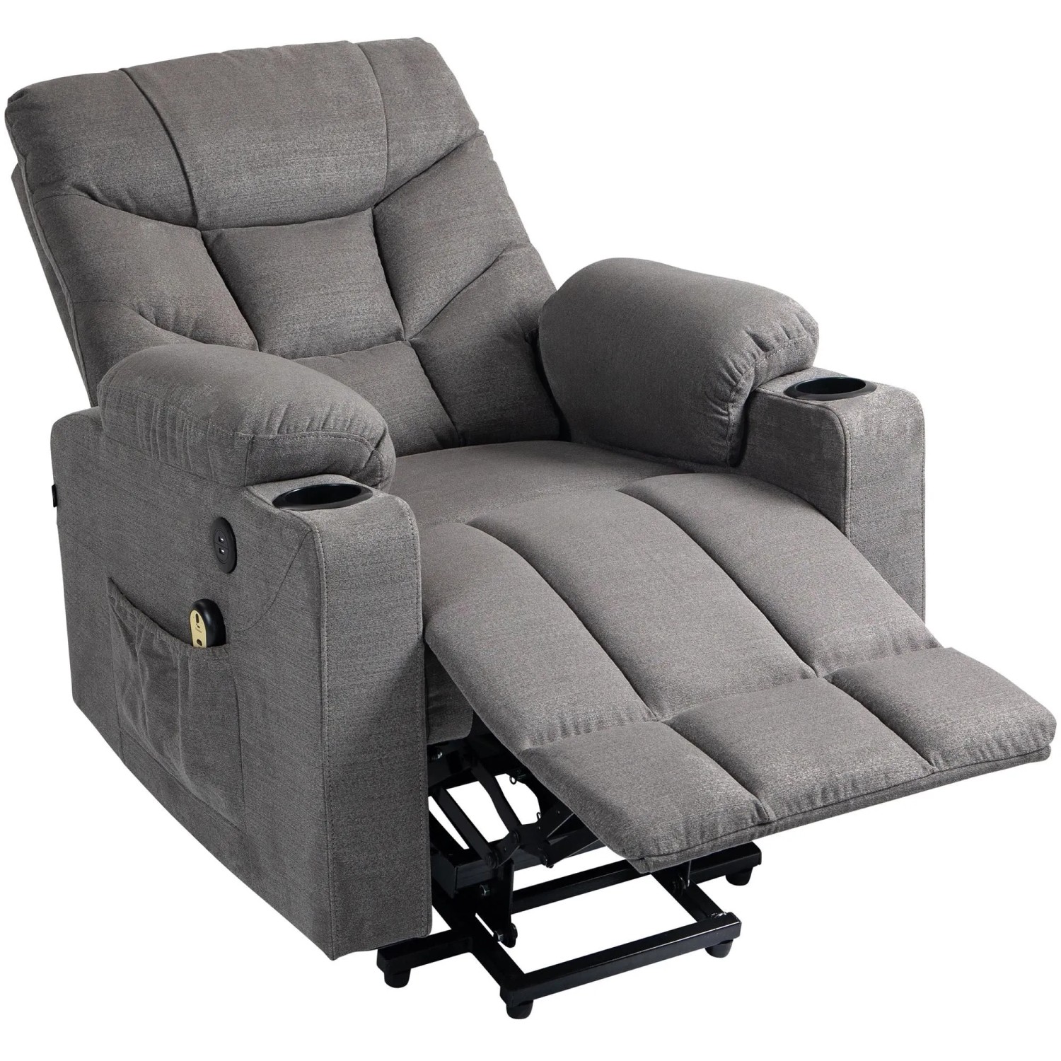 DELUKE Lounger Sessel POZNAN Stoff Grau 84x95x104cm Loungesessel Wohnzimmer Bequem Lounger Clubsessel Sofa
