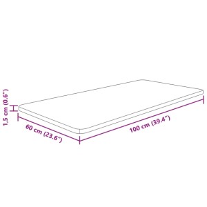 Dunkelbraune vidaXL Waschtischplatte aus Massivholz, 100x60x1,5 cm, behandelt.