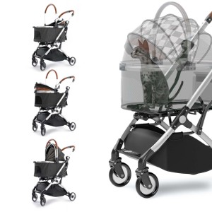 Fudajo 2In1 Hundewagen Faltbar Hundebuggy Ablage Schwarz Haustierwagen Katze