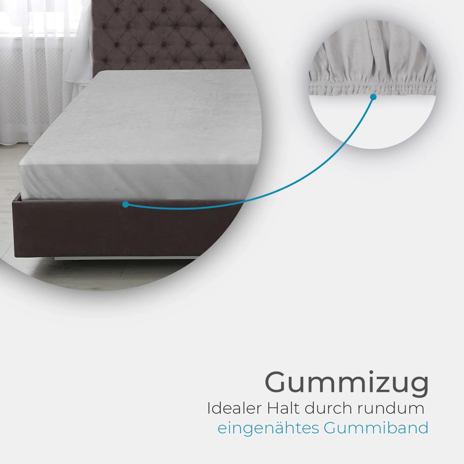 Bestlivings Spannbettlaken Cashmere Touch, 200x200 cm, silber auf Matratze. Decken & Überwürfe.