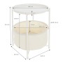 Weißer ML-Design Beistelltisch mit Stoffkorb, rund, 45,5x52,5 cm, Metallgestell.