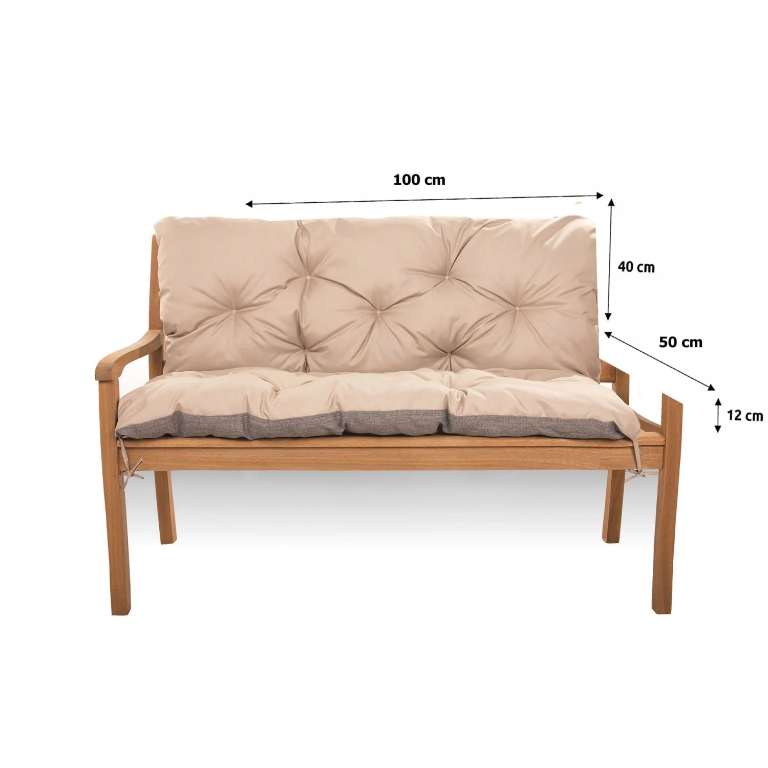Setgarden Light Outdoor Kissen Bankauflage 100x50x40cm Kissen Für 2-Sitzer Bänke 1tlg Beige_3
