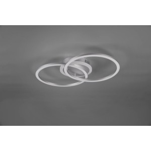 Titanfarbene LED-Deckenleuchte Venida mit drei verschlungenen Ringen.