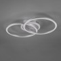 Titanfarbene LED-Deckenleuchte Venida mit drei verschlungenen Ringen.