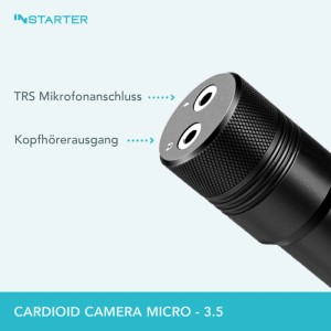 Instarter Cardioid Kamera Mikro 95X20X24Mm 3,5Mm Trs Batterielos Windschutz Dslr