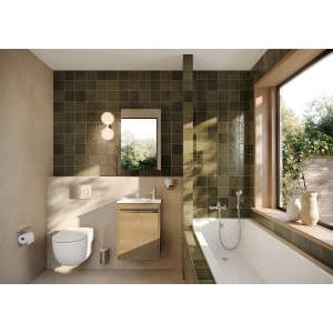 Roca Waschplatz Evelyne, Badmöbel-Set mit Waschbecken und Unterschrank in Hamilton Eiche.
