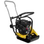Güde Rüttelplatte GRP 50E: Baumaschine zum Verdichten von Flächen, mit gelbem Gehäuse und schwarzem Motor.