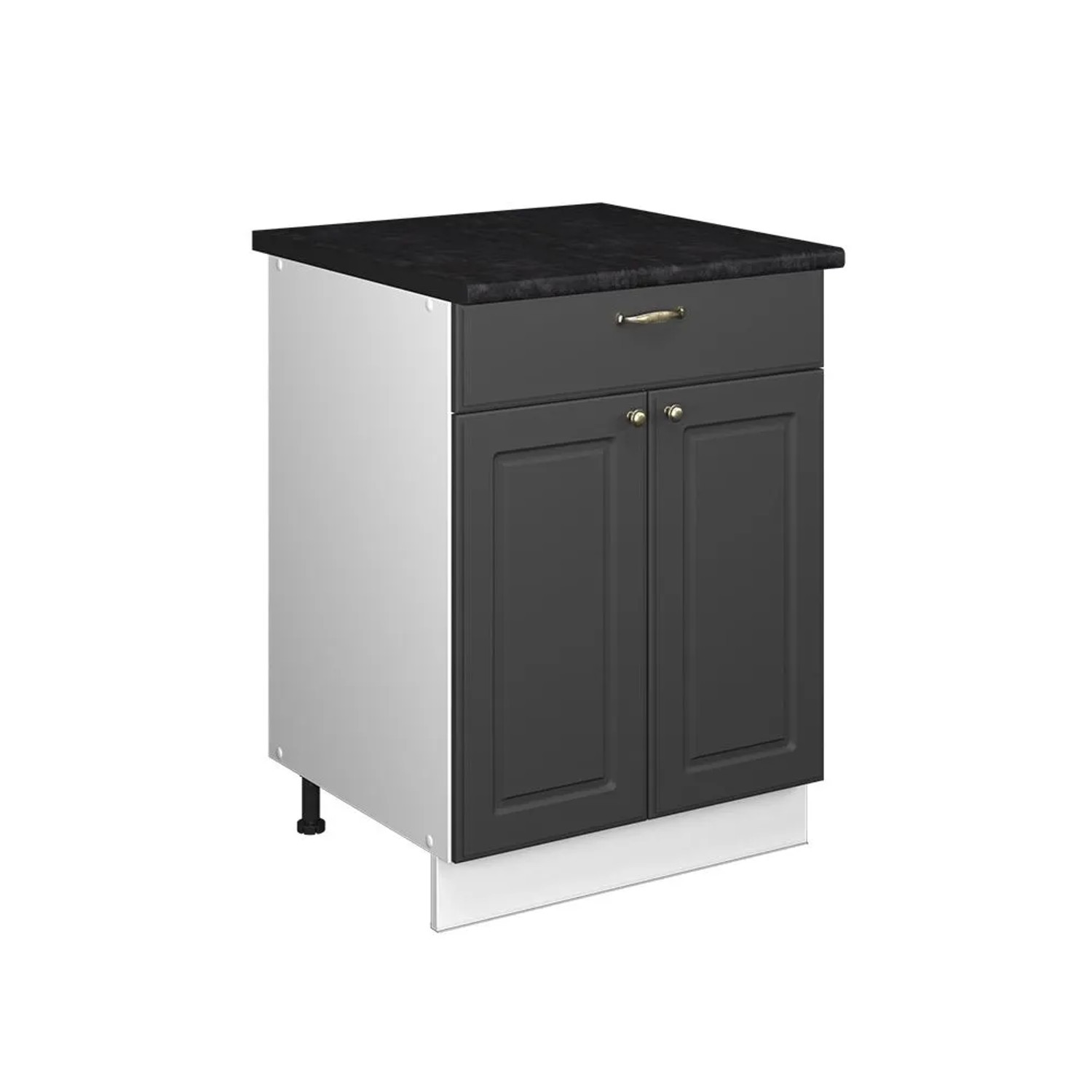Vicco Unterschrank für Spüle/Kochfeld Fame-Line Anthrazit-Gold Landhaus/Weiß 60 x 82 mit Schublade AP Anthrazit Art Nr 60945