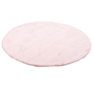Runder, rosa Fellteppich (120x120cm) von Pergamon. Super Soft Luxus Kurzflorteppich.