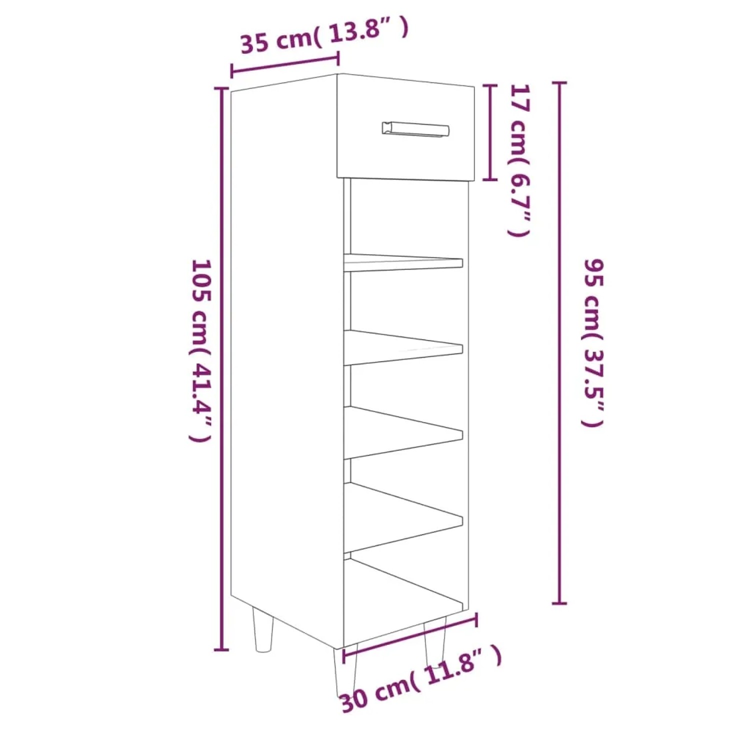 vidaXL Schuhschrank Betongrau 30x35x105 cm Holzwerkstoff 812802_9