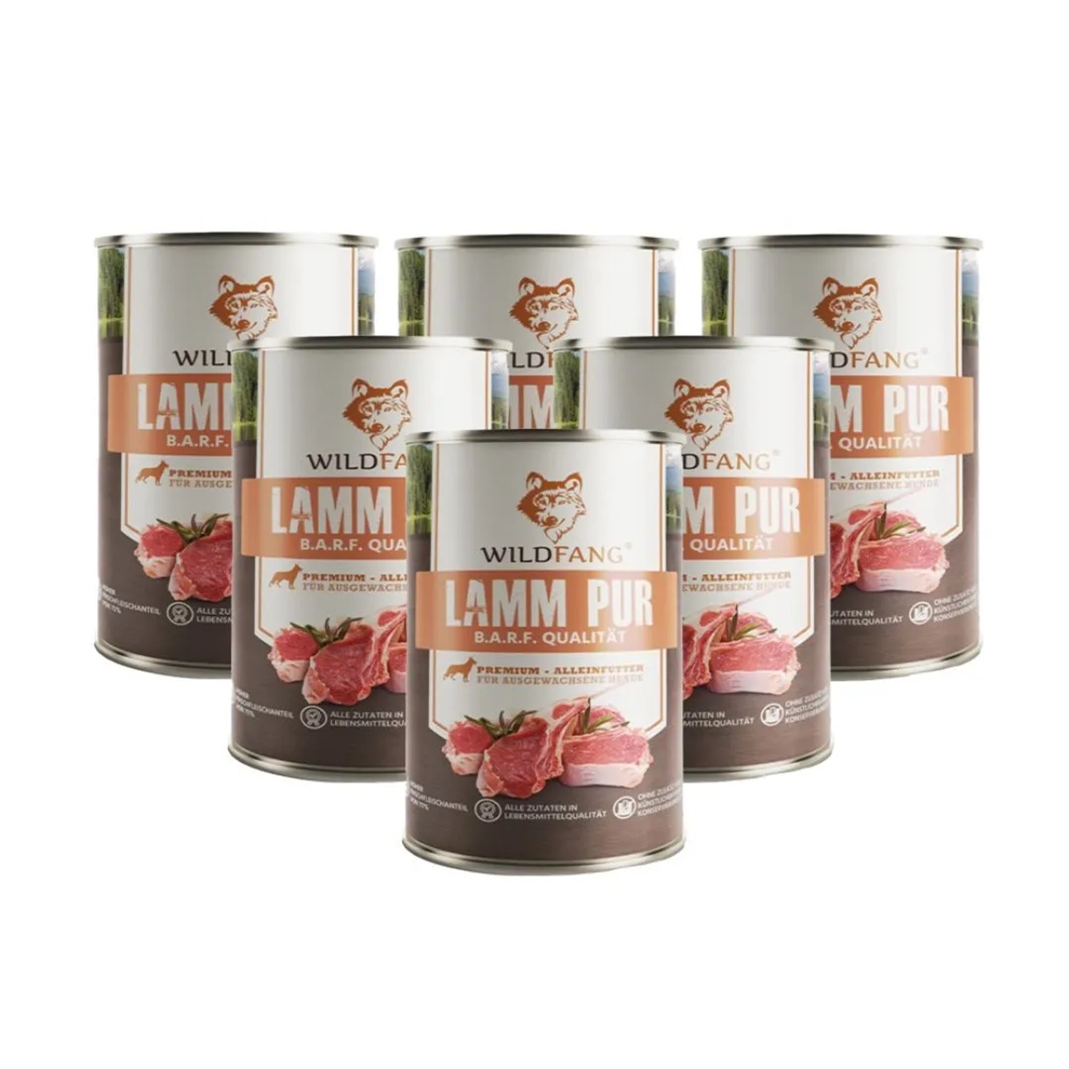 Wildfang Nassfutter Lamm Pur BARF Qualität 6 x 800 g