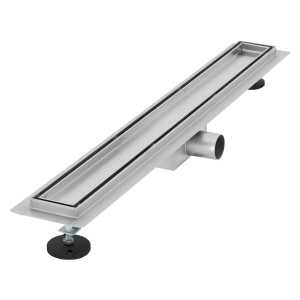 LuxeBath Duschrinne 70cm, befliesbar, extra flach, silberfarben. Doppelseitige Edelstahl-Ablaufrinne.