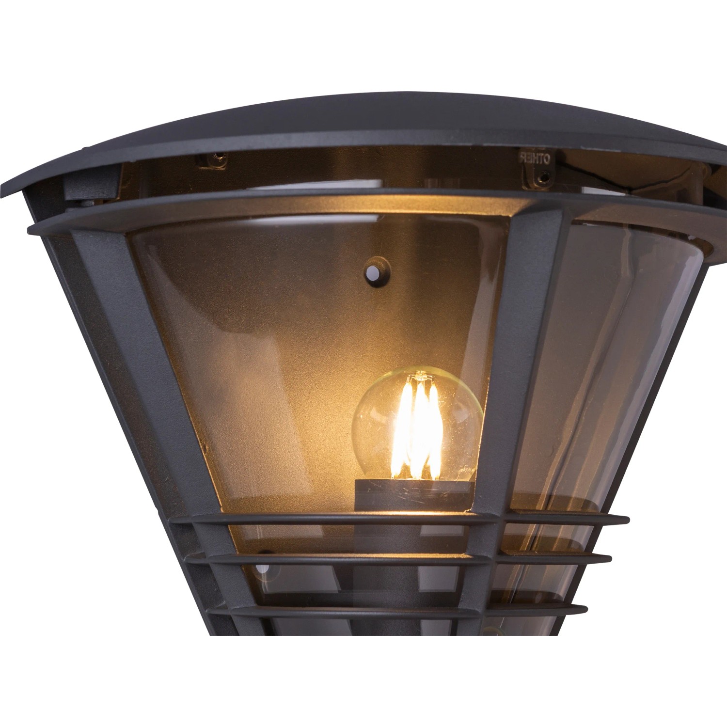 Globo Salla Außenleuchte, Aluminium anthrazit, konisches Design mit klarem Kunststoff.