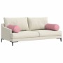 2er Sofa mit zwei rosa Bolsterkissen aus Cordstoff, Kissen & Kissenbezüge