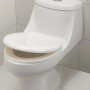 Weißer WC-Sitz Tuca aus Polypropylen mit geöffnetem Deckel.