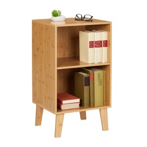Relaxdays Bücherregal Faserplatte Bambus Natur Offen Höhenverstellbar 70 cm x 40 cm x 35 cm 7,5 kg