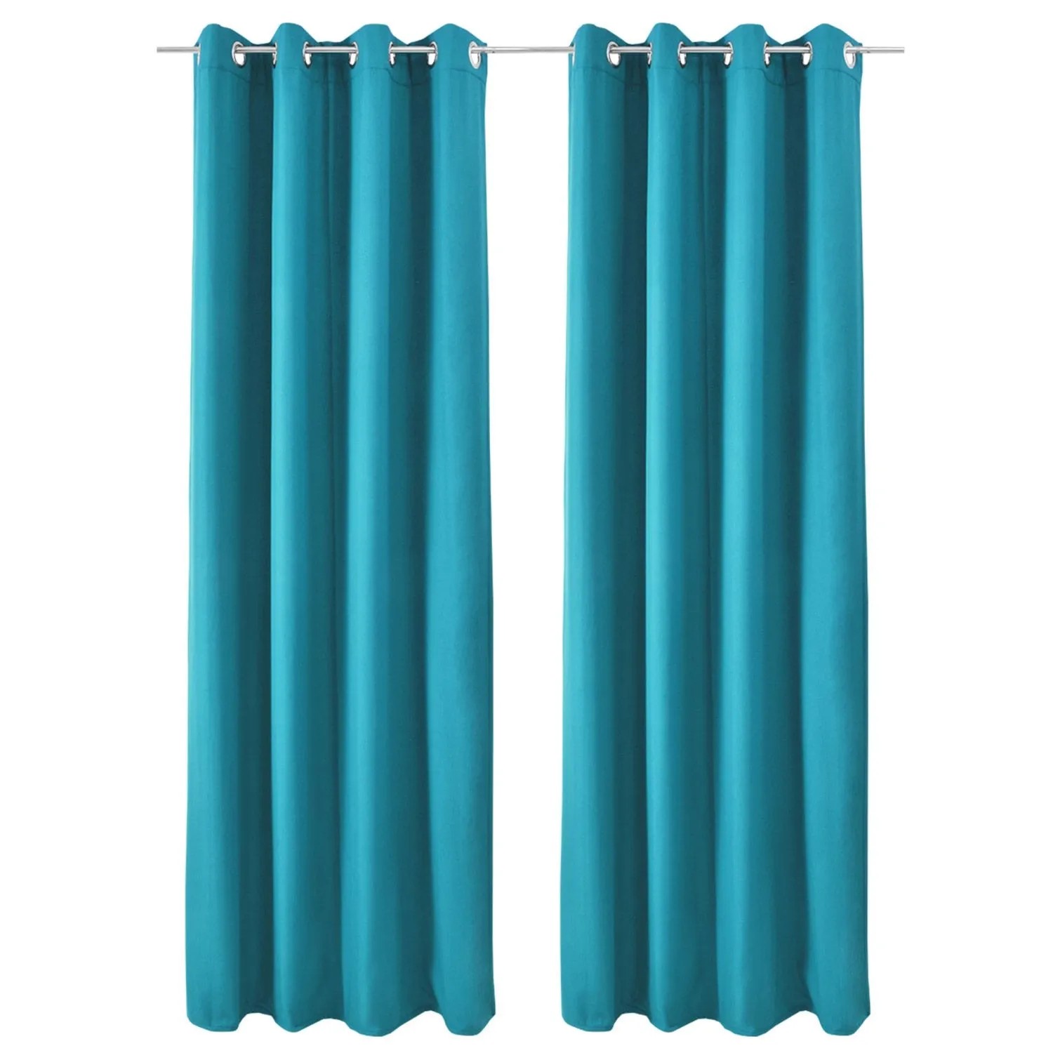 Beautissu Amelie TO Vorhang mit Öse 140x245cm Türkis 2tlg