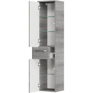 Pelipal Bad-Hängeschrank Quickset 328, Graphit, 30 cm breit, mit Schublade und offenen Türen.