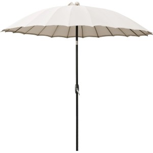 Weißer Marktschirm Limon Ø 270 cm mit Kurbel zum einfachen Öffnen und Schließen.