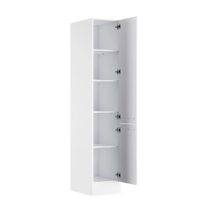 Weißer OPTIFIT Vorratsschrank Bonn214 (40x210x57 cm) mit offenen Türen und Einlegeböden.